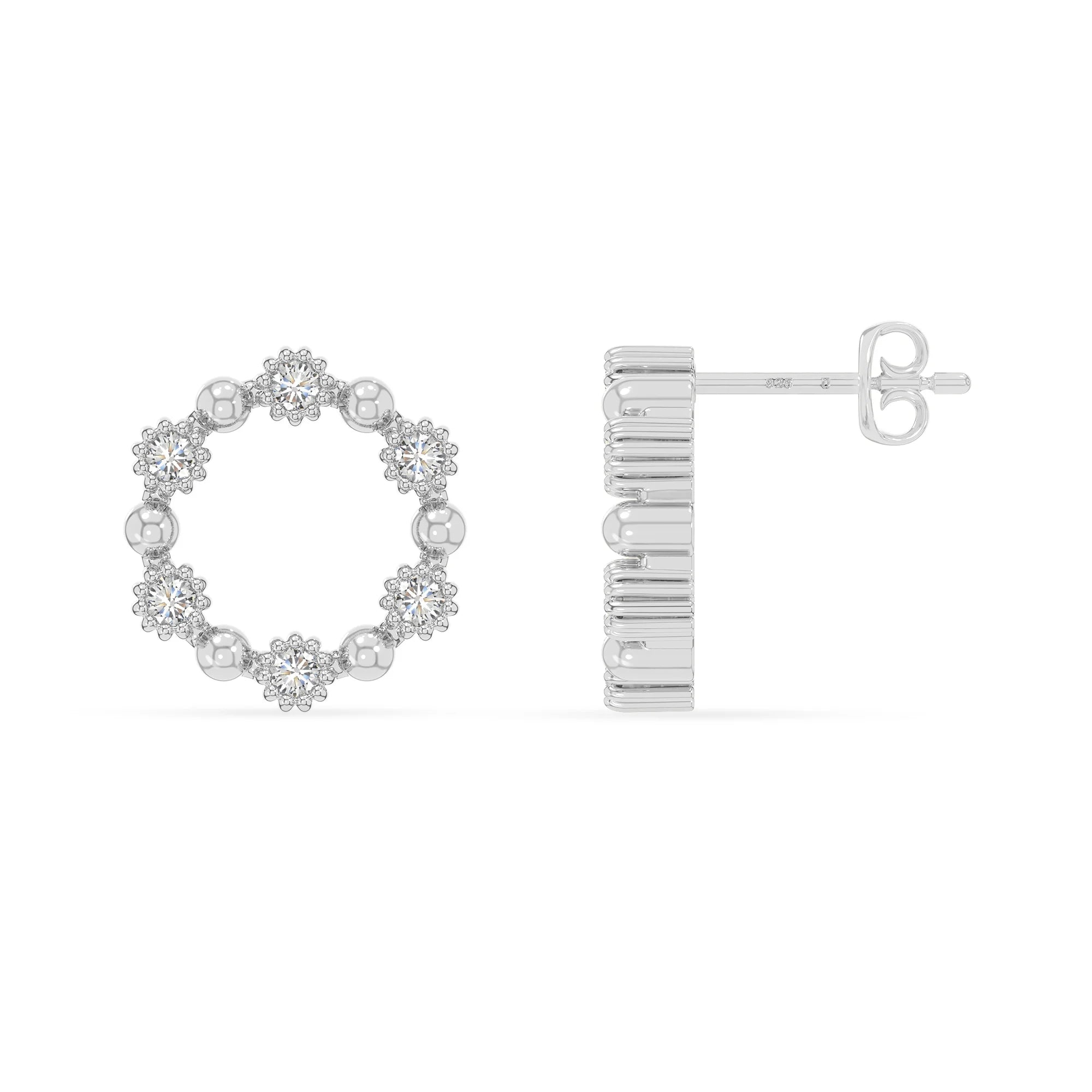 moissanite circle-of-life stud earrings in sterling silver 