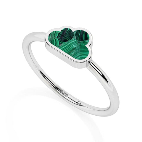 malachite cloud shape stackable bezel-set ring