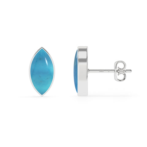 natural turquoise marquise shape stud earrings