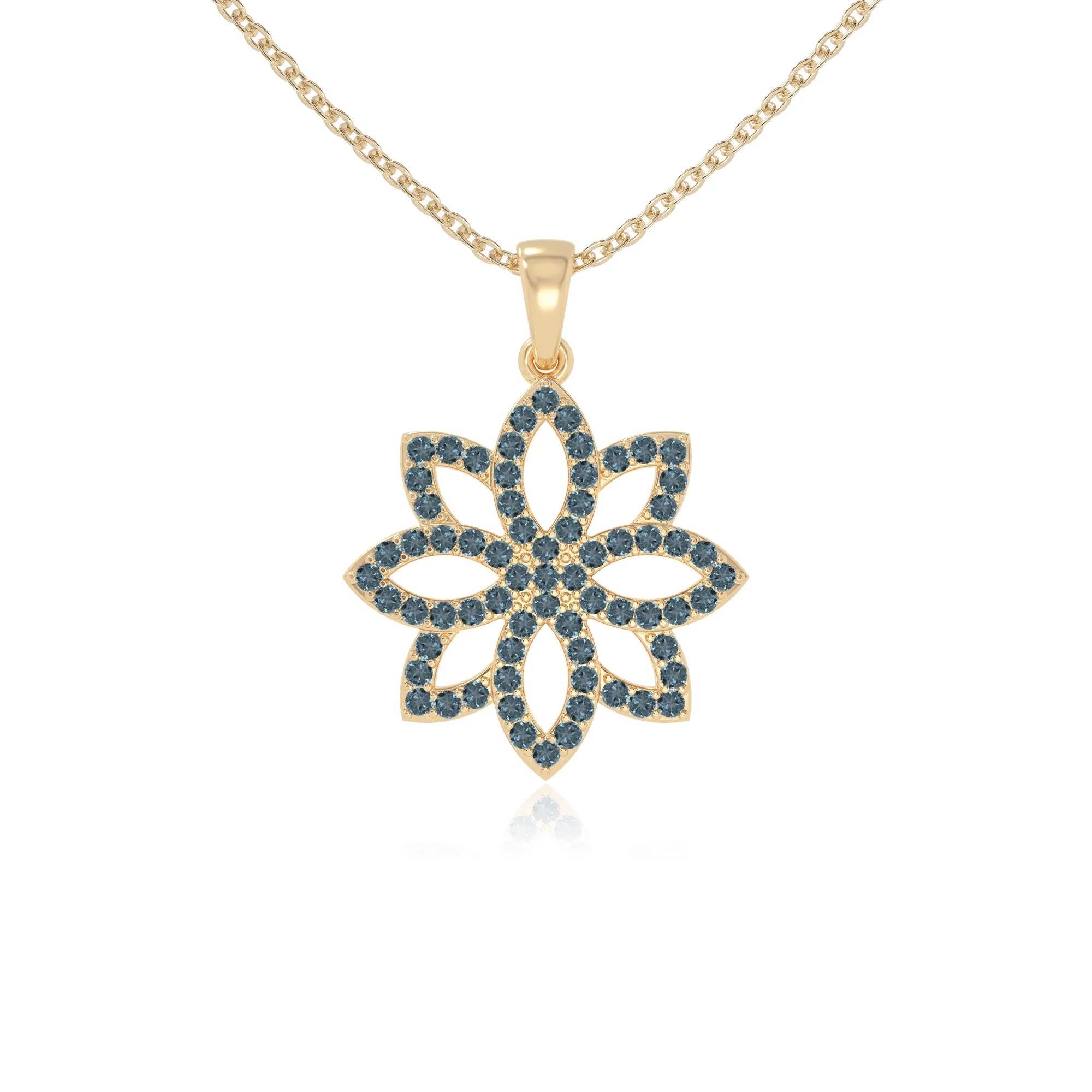 natural london-blue-topaz flower necklaces in yellow gold vermeil 