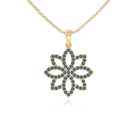 natural london-blue-topaz flower necklaces in yellow gold vermeil 