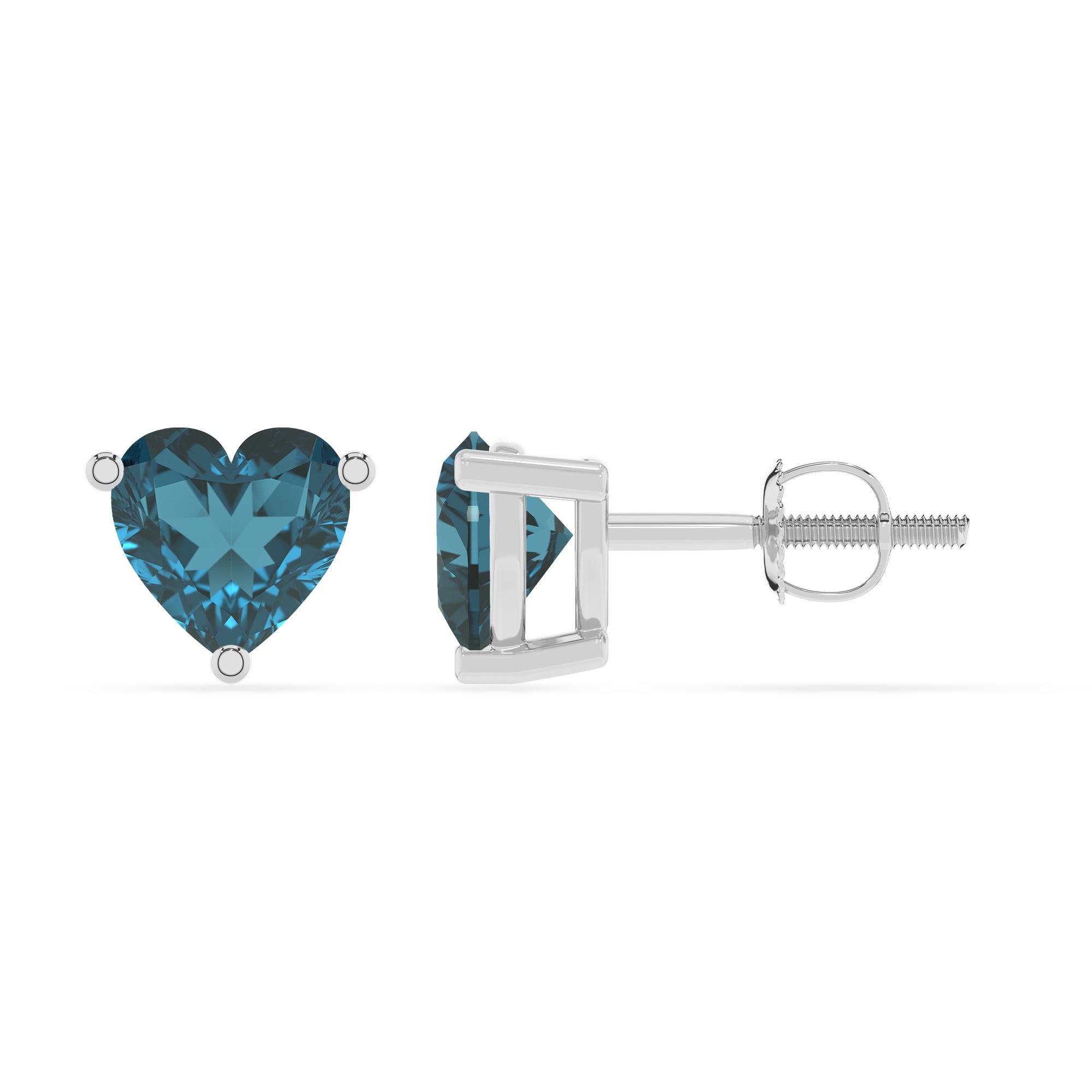 natural london blue topaz heart stud earrings 