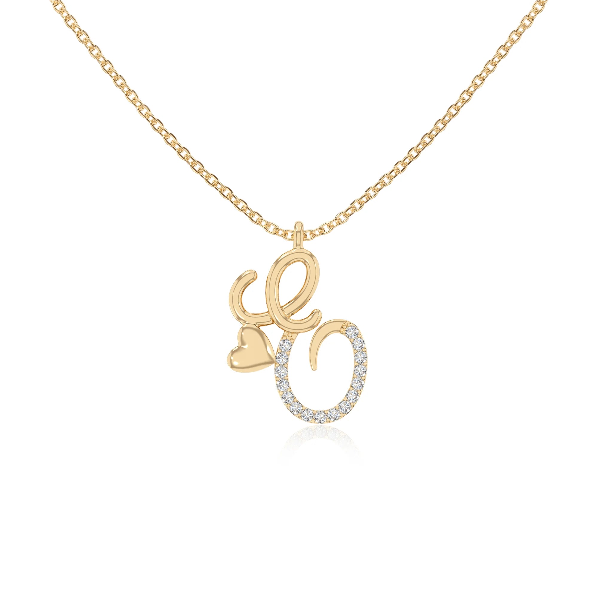 moissanite Initials necklaces in yellow gold vermeil 