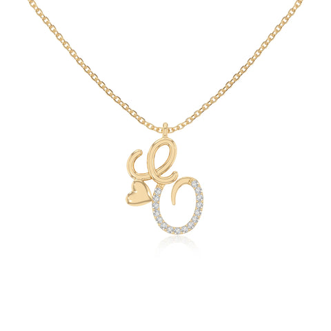 moissanite Initials necklaces in yellow gold vermeil 