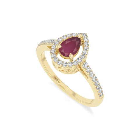 natural ruby solitaire halo engagement rings in yellow gold vermeil