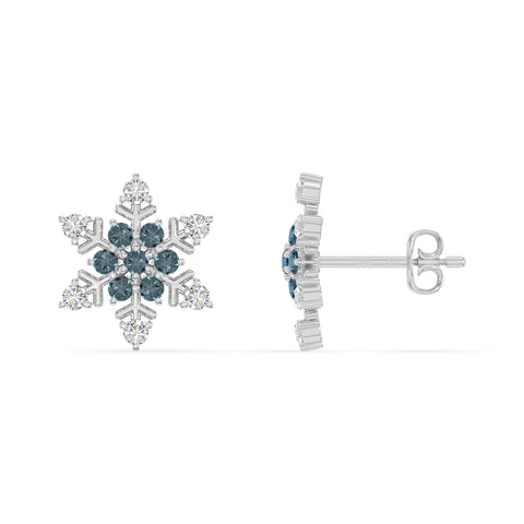 natural london-blue-topaz snowflake stud earrings in sterling silver 