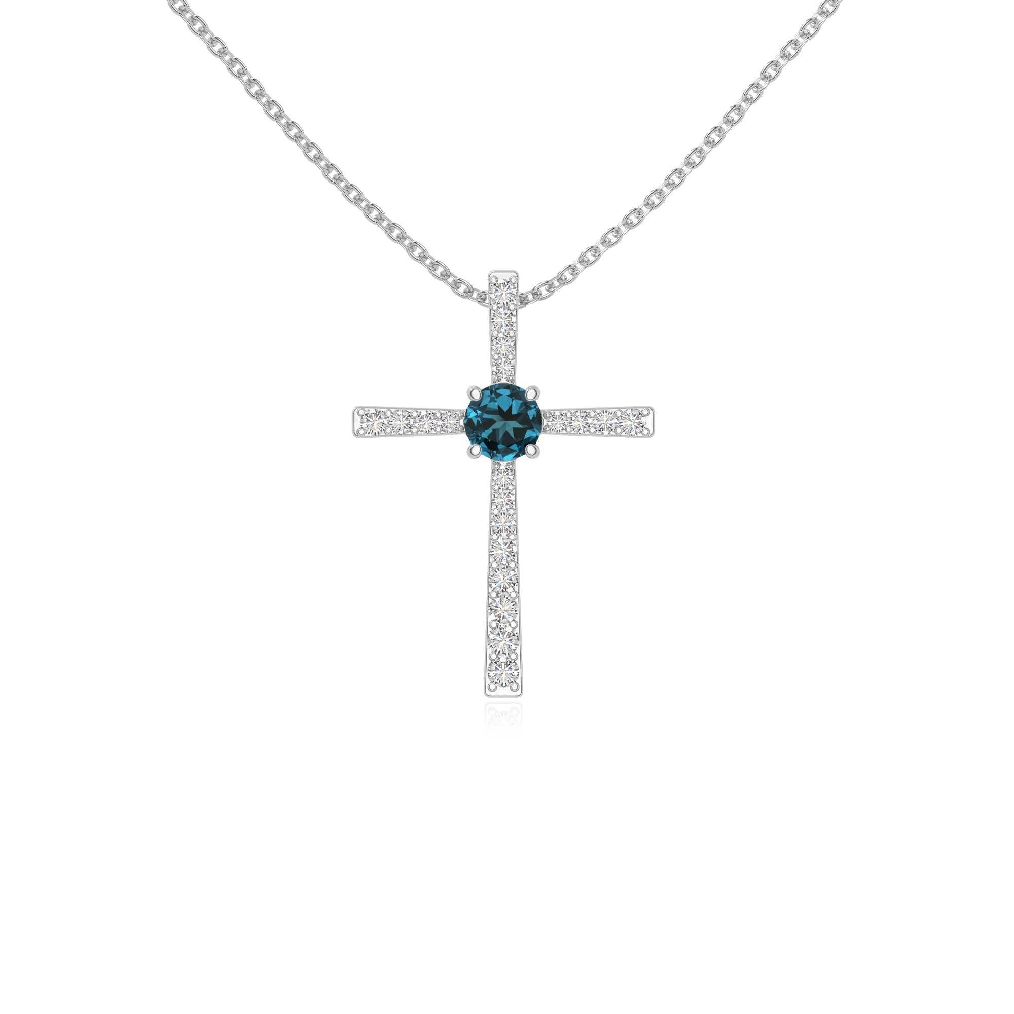natural london-blue-topaz cross necklaces in sterling silver 
