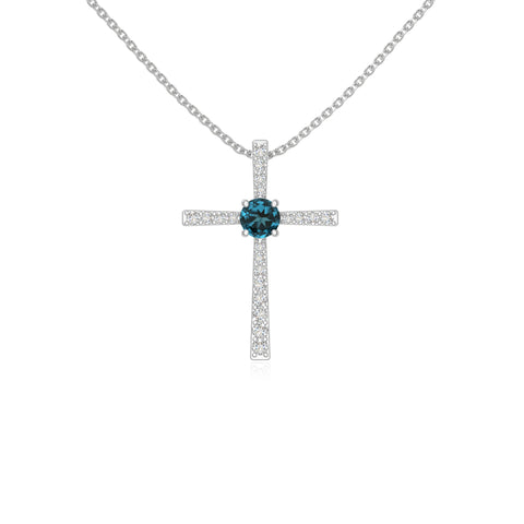 natural london-blue-topaz cross necklaces in sterling silver 
