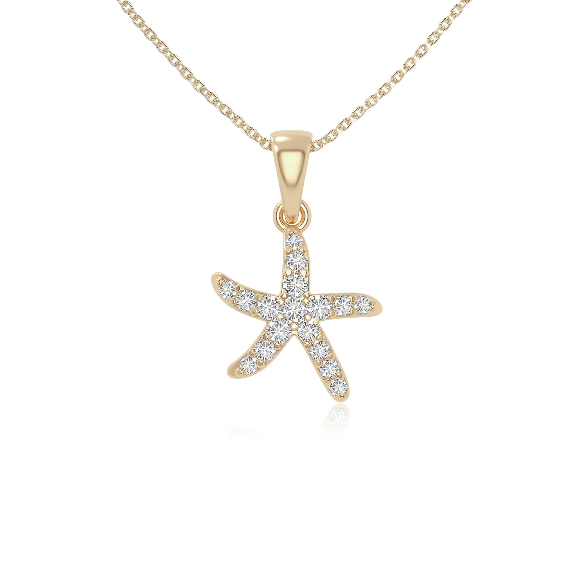 moissanite starfish necklaces in yellow gold vermeil 