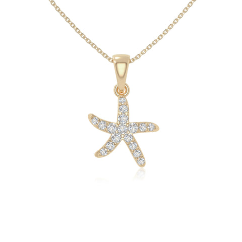 moissanite starfish necklaces in yellow gold vermeil 