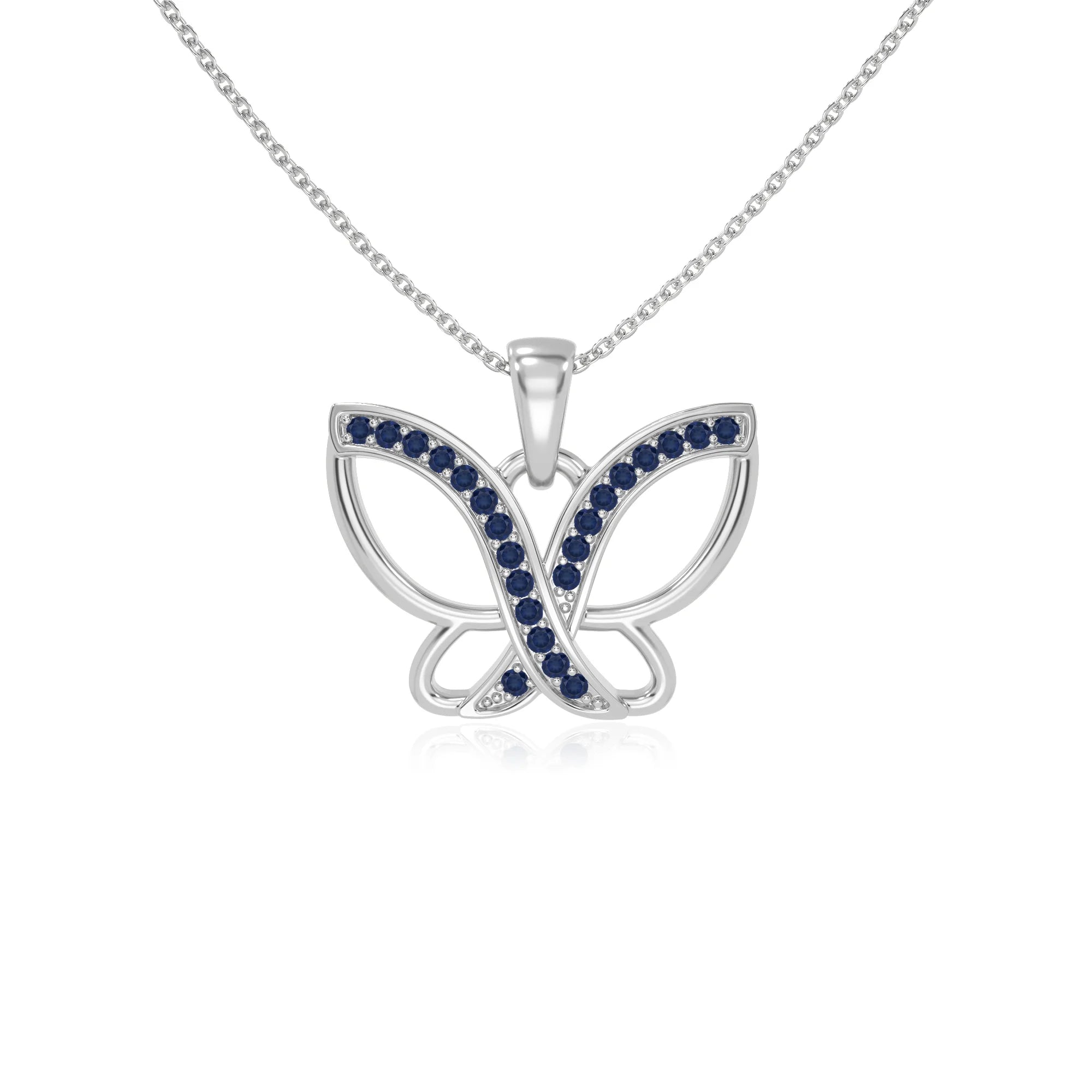 natural blue-sapphire butterfly necklaces in sterling silver 