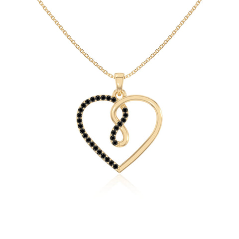 natural black-onyx infinity heart necklaces in yellow gold vermeil 