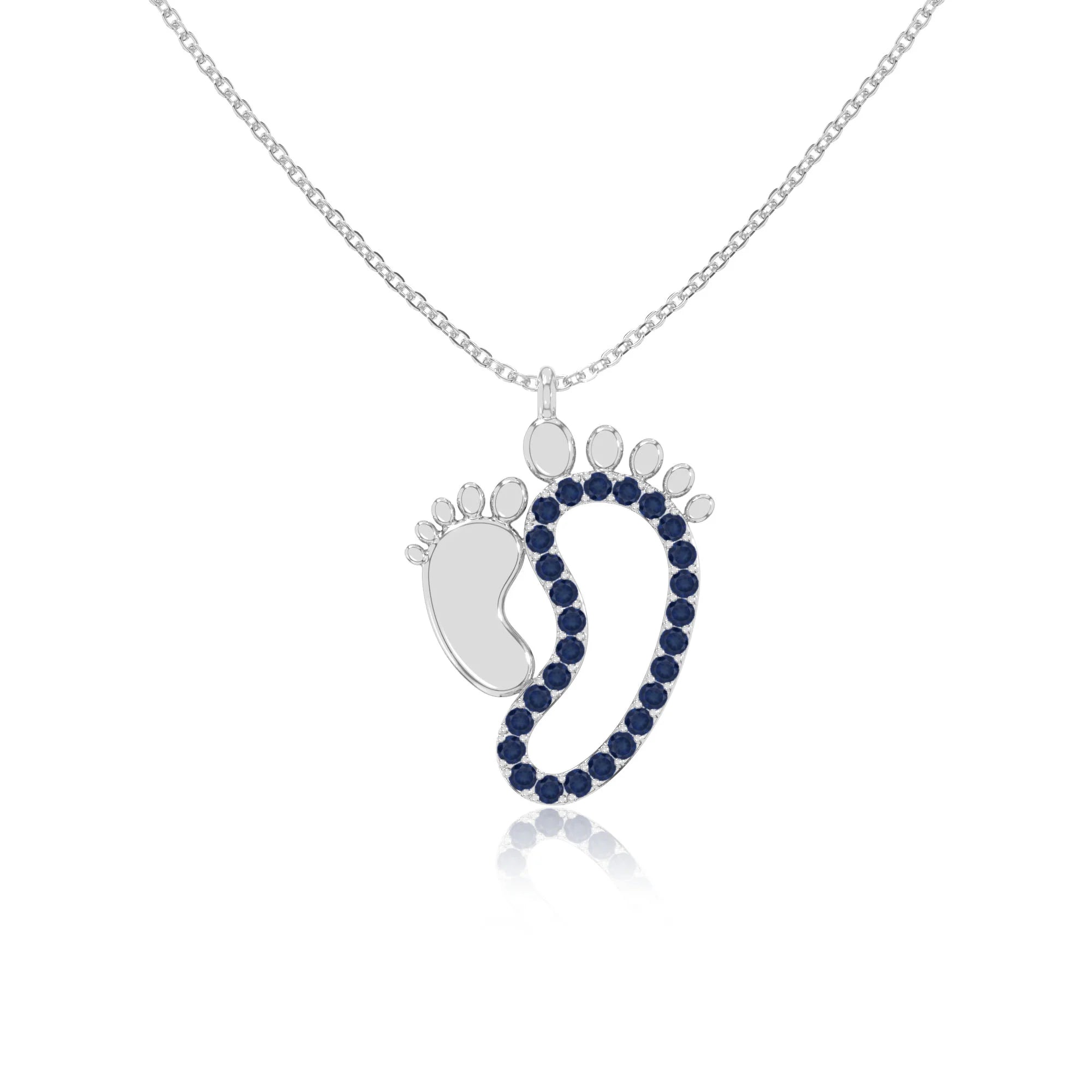 natural blue-sapphire mother child necklaces in sterling silver 