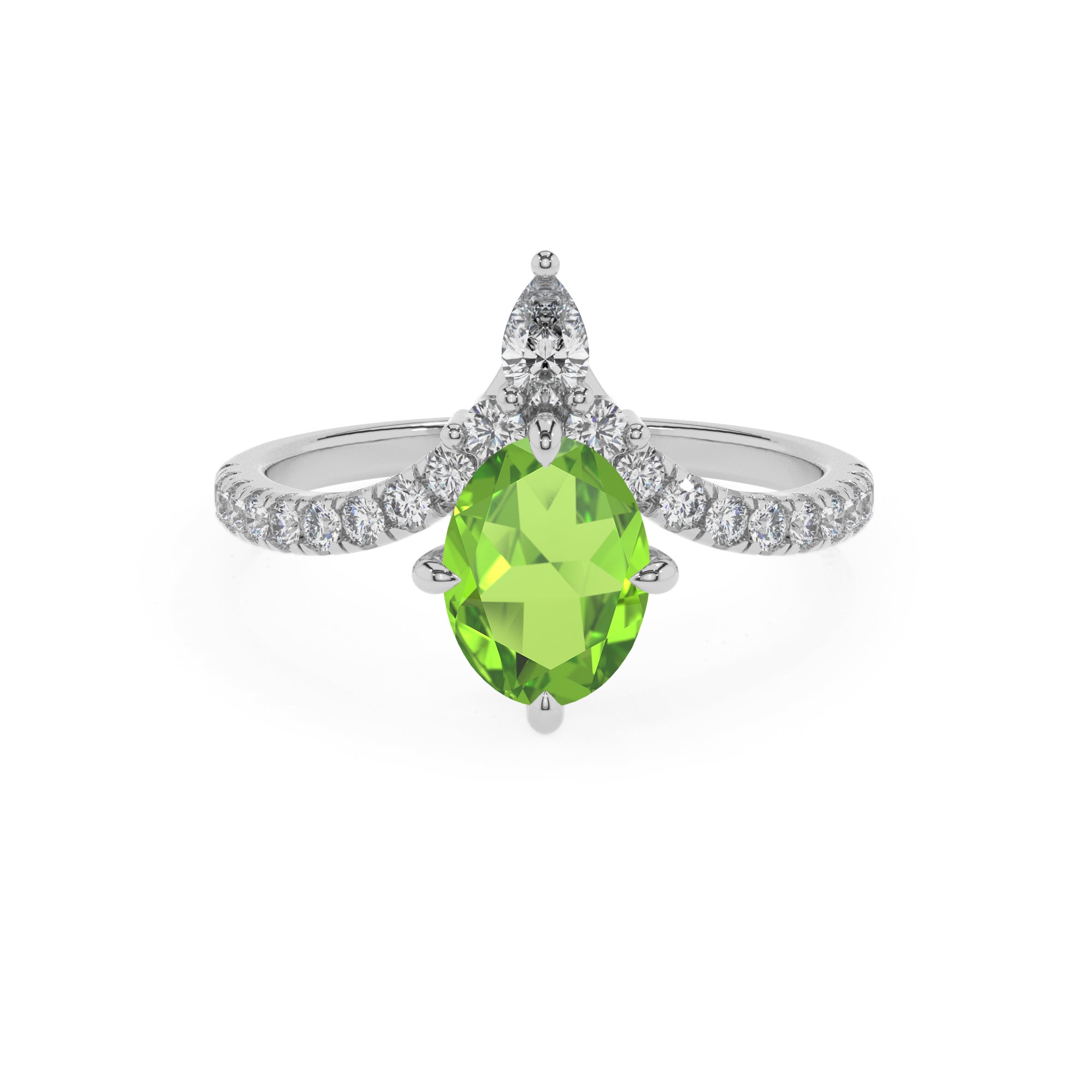 natural peridot oval solitaire engagement ring