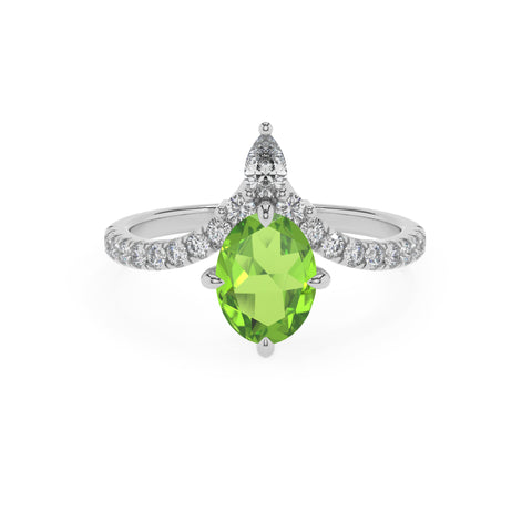 natural peridot oval solitaire engagement ring