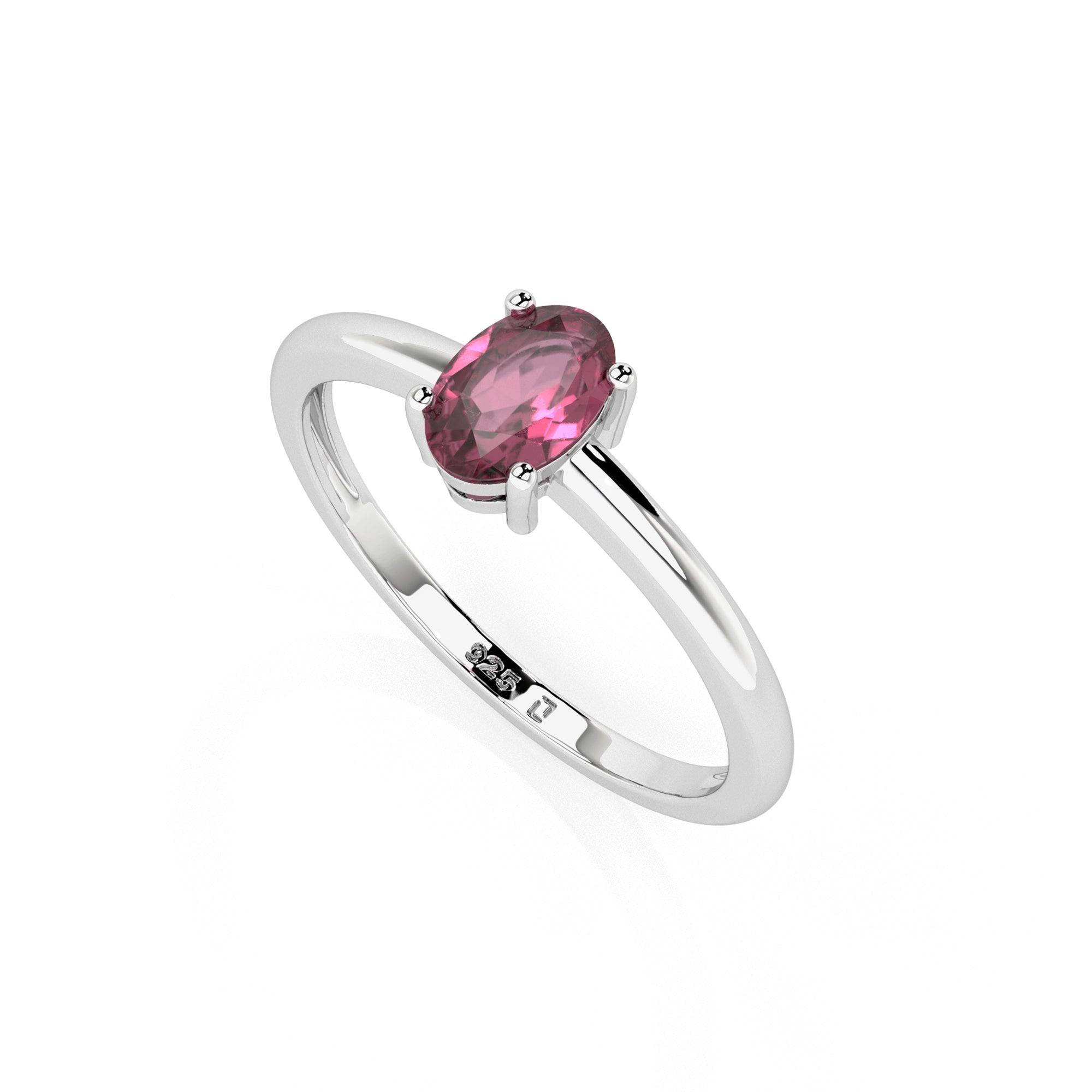 pink tourmaline oval cut stackable prong-set ring