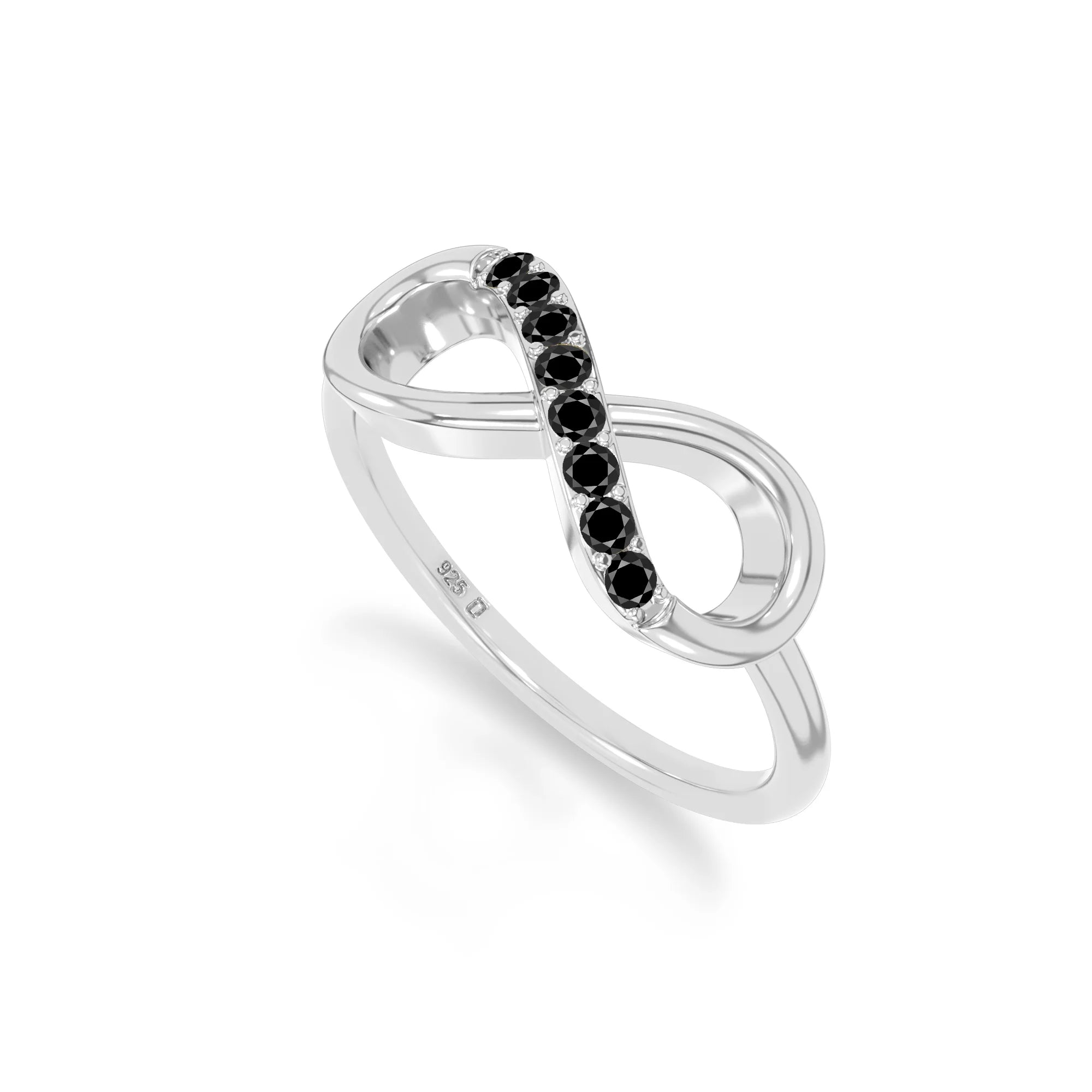 natural black onyx infinity promise rings in sterling silver 