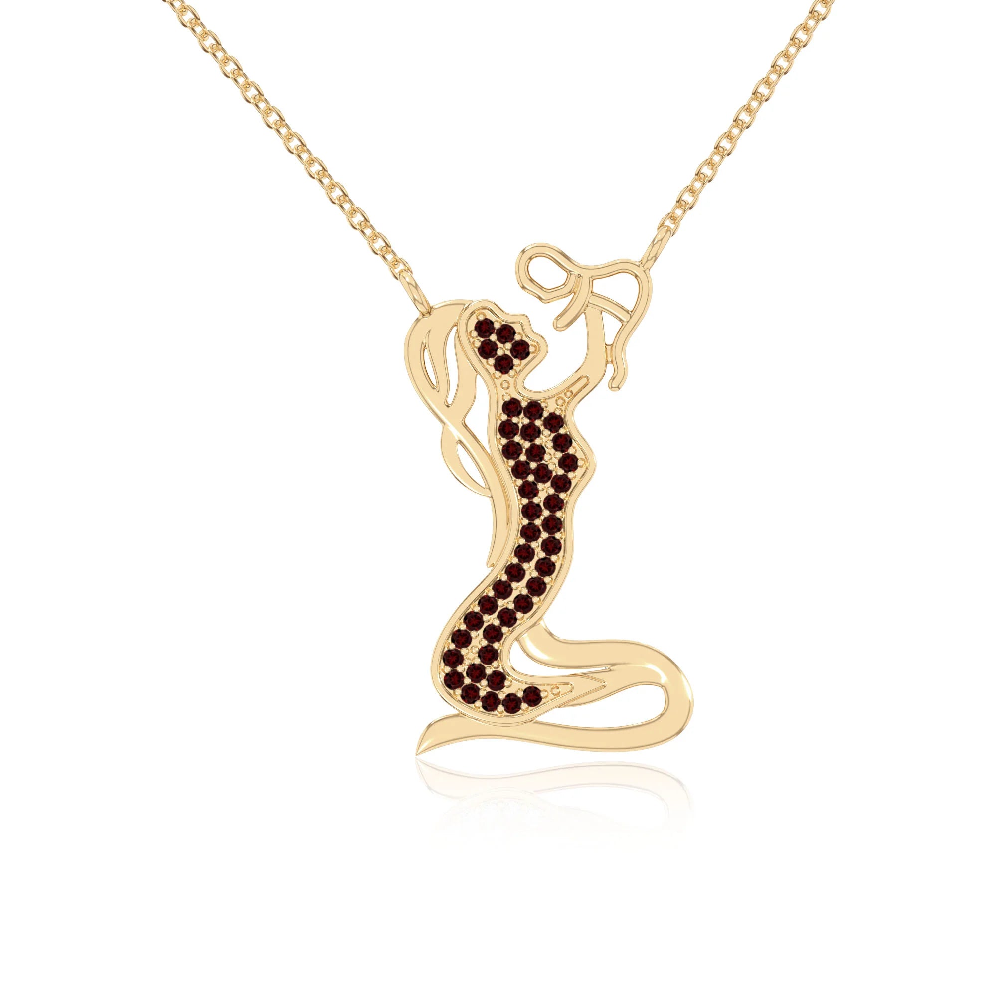 natural garnet mother child necklaces in yellow gold vermeil 