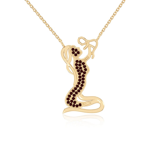 natural garnet mother child necklaces in yellow gold vermeil 
