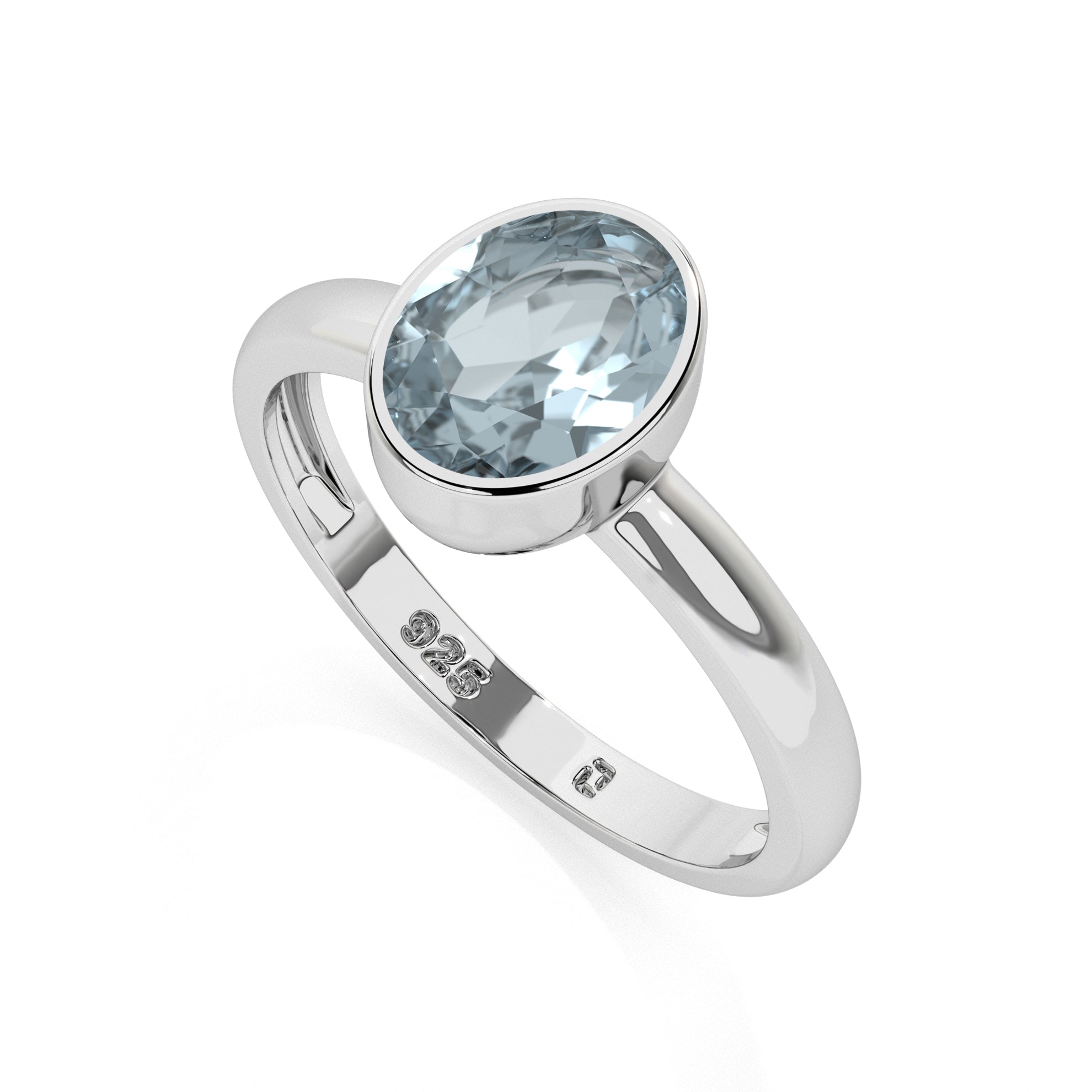 aquamarine oval cut stackable bezel-set ring