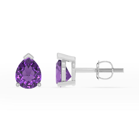 lab grown amethyst pear stud earrings 