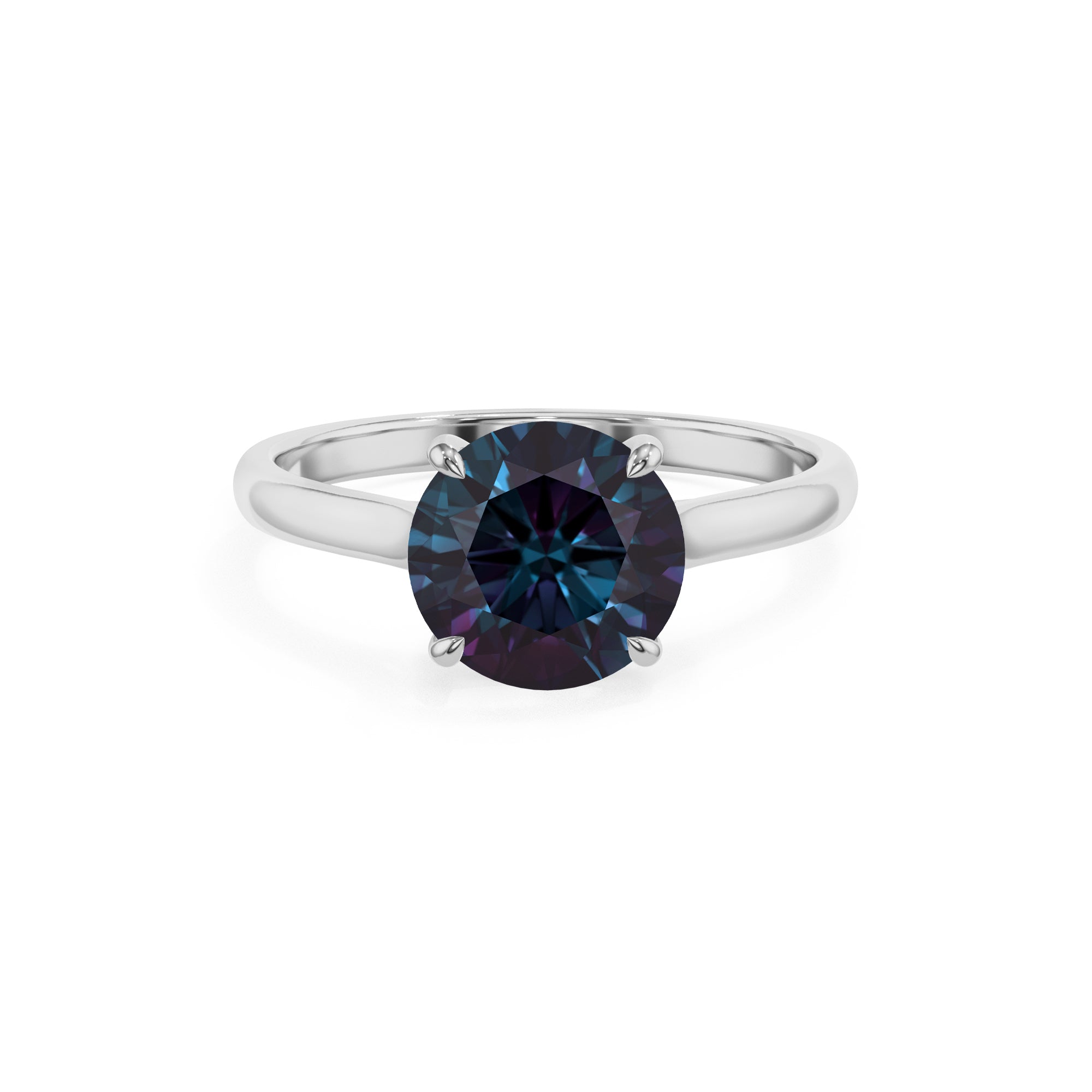 lab grown alexandrite round solitaire engagement ring