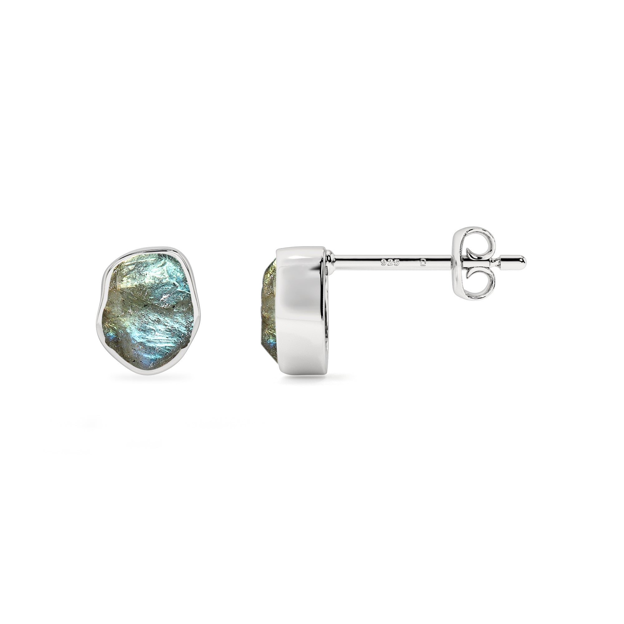 natural labradorite rough shape stud earrings