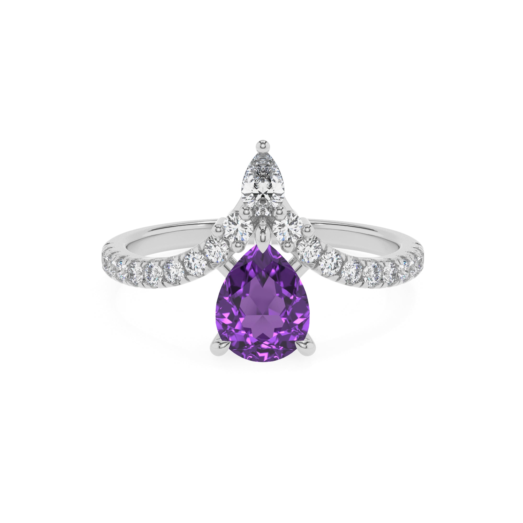 lab grown amethyst pear solitaire engagement ring