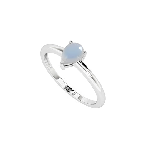 rainbow moonstone pear cab stackable prong-set ring