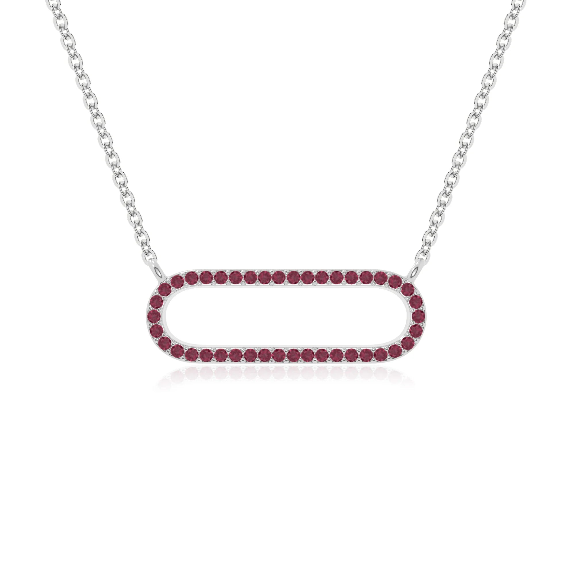 natural ruby oval paperclip necklaces in sterling silver 