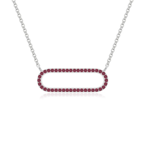 natural ruby oval paperclip necklaces in sterling silver 