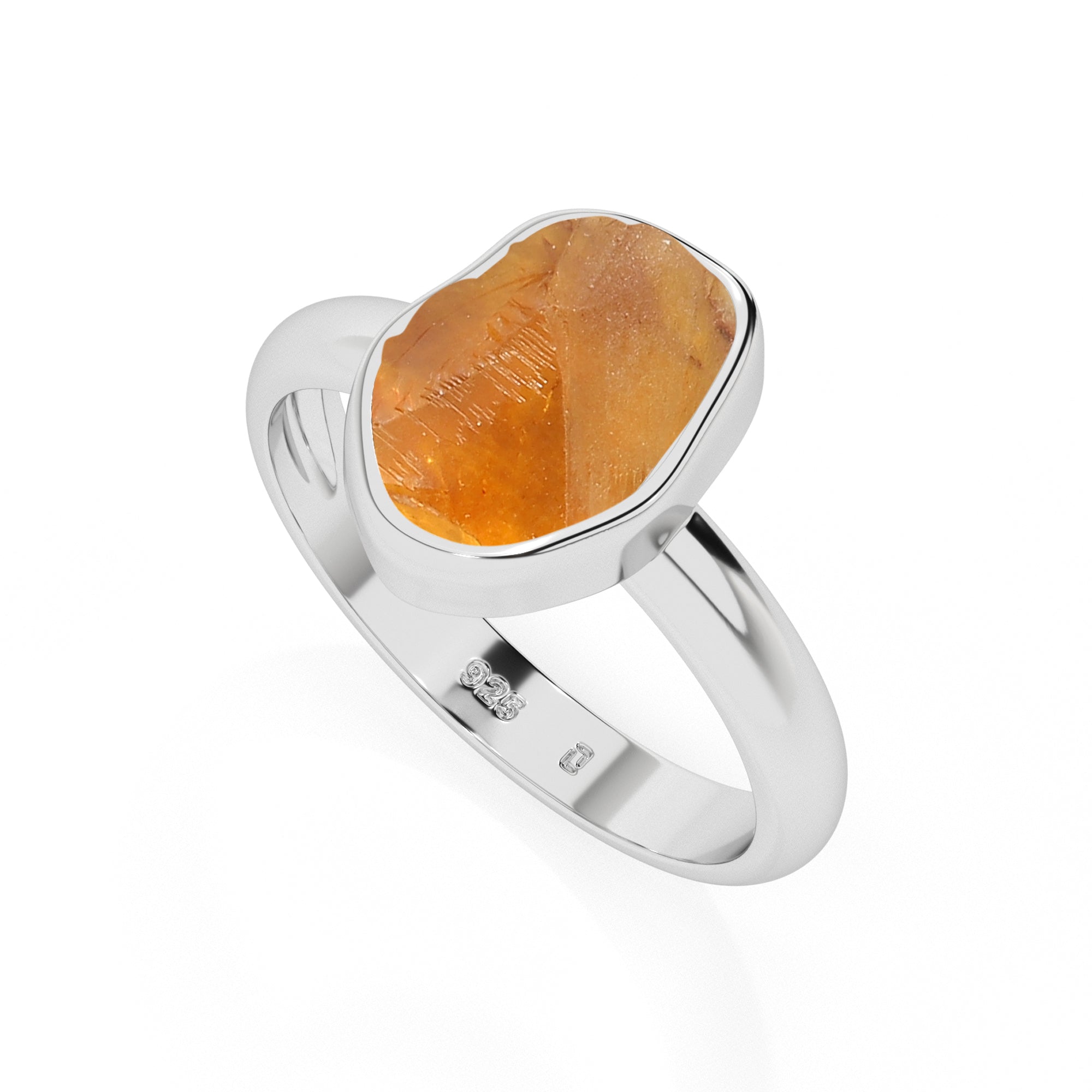 citrine rough shape stackable bezel-set ring