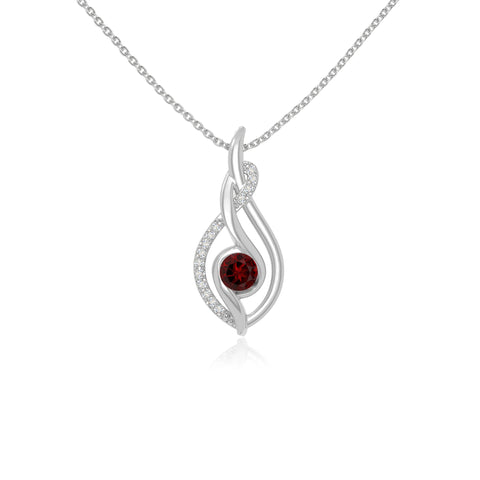 natural garnet twisted infinty knot necklaces in sterling silver 