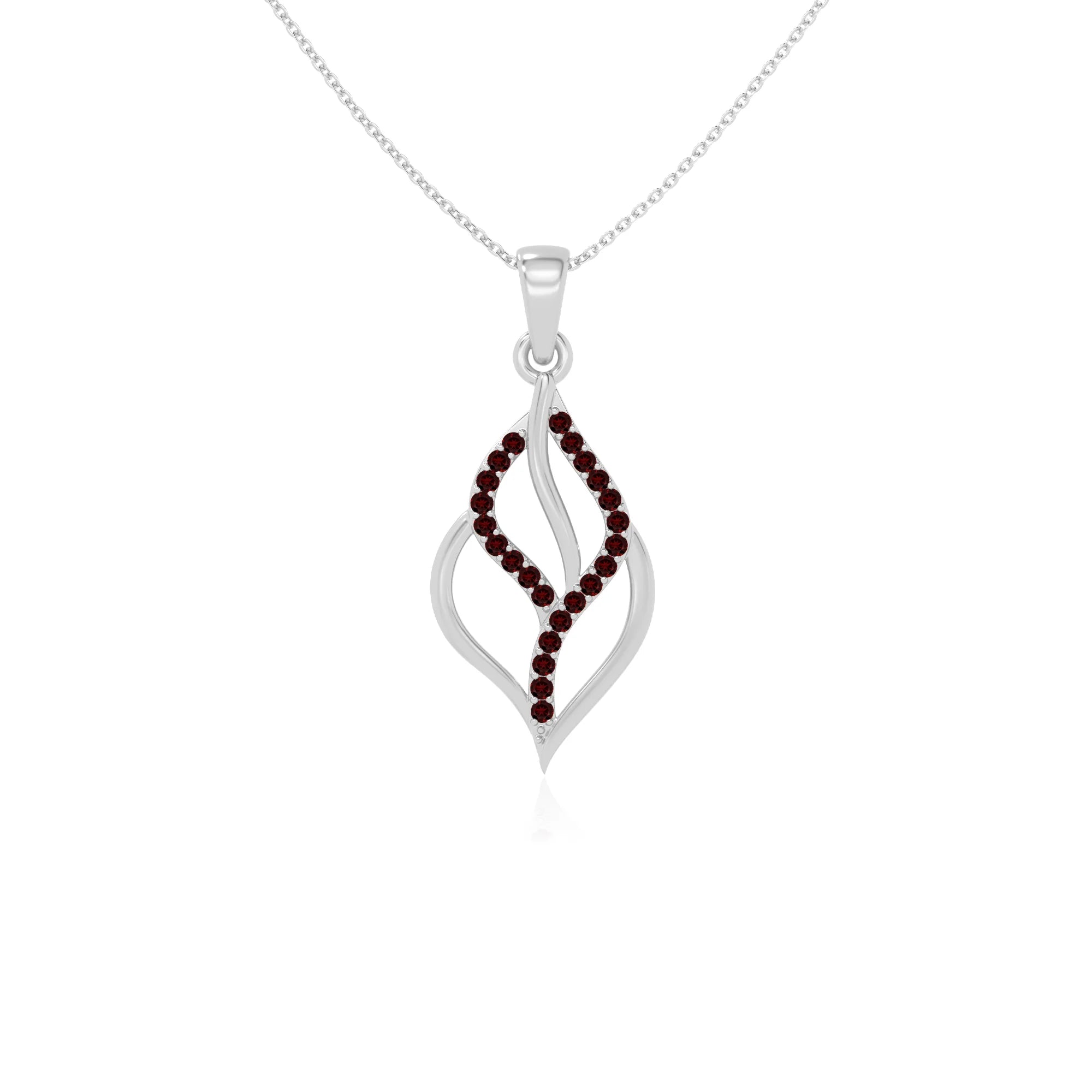 natural garnet leaf necklaces in sterling silver 