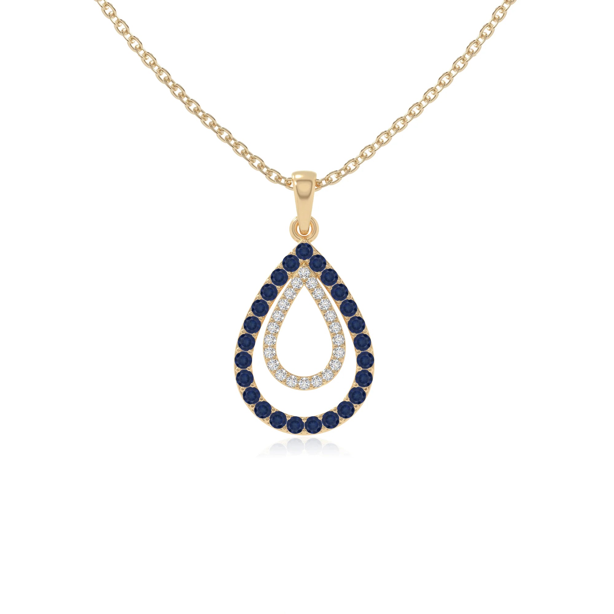 natural blue-sapphire infinity love knot necklaces in yellow gold vermeil 