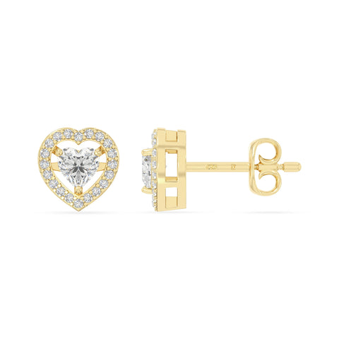 moissanite halo stud earrings in yellow gold vermeil 