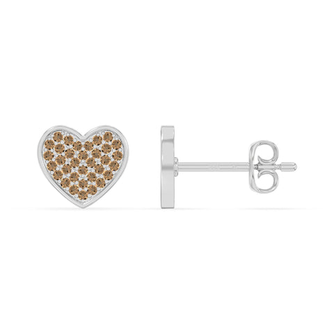 natural citrine heart stud earrings in sterling silver 