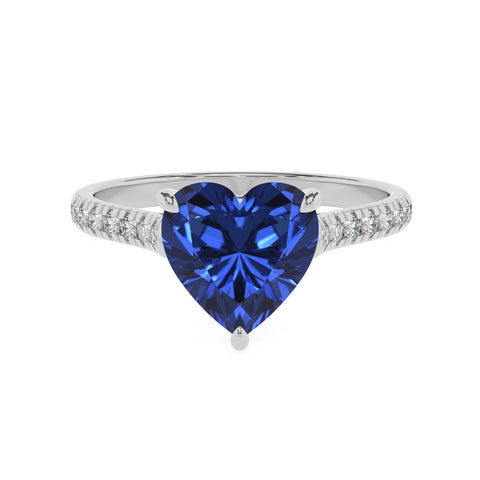 lab-grown blue-sapphire heart half eterity solitaire engagement ring