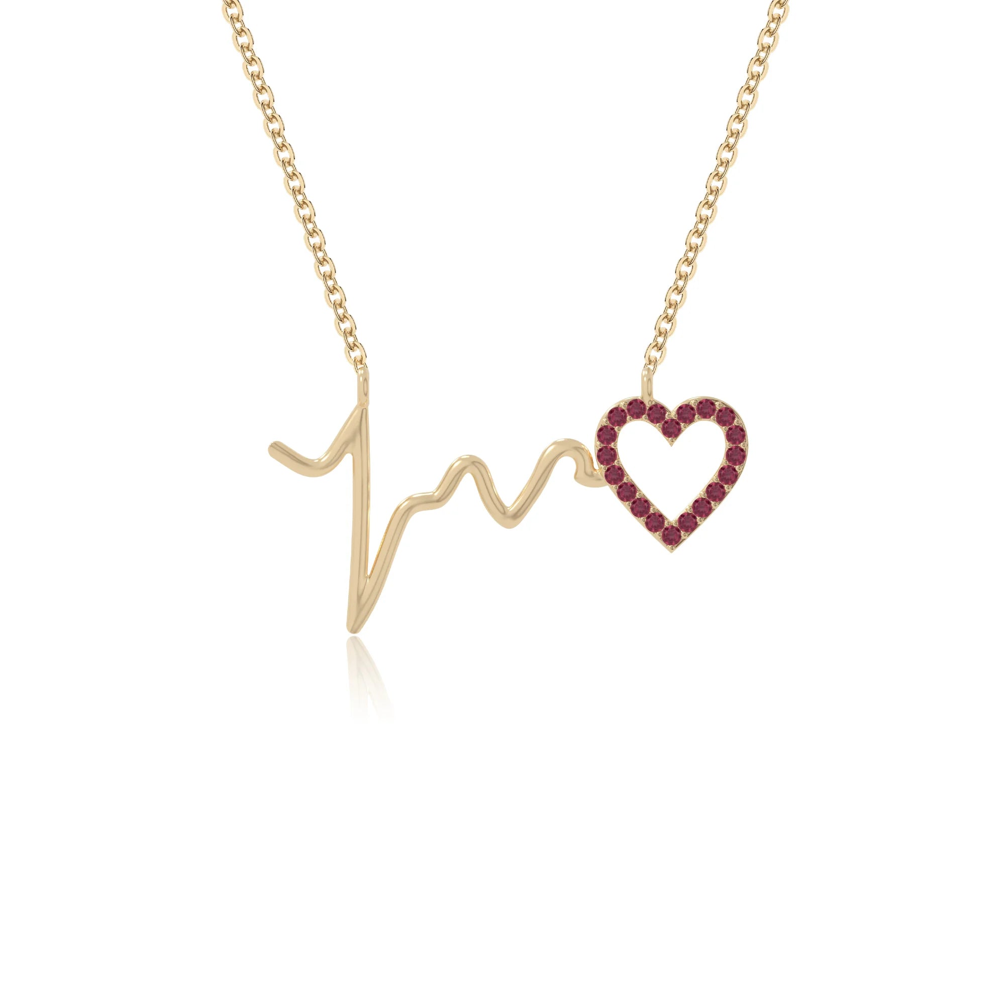 natural ruby heartbeat necklaces in yellow gold vermeil 