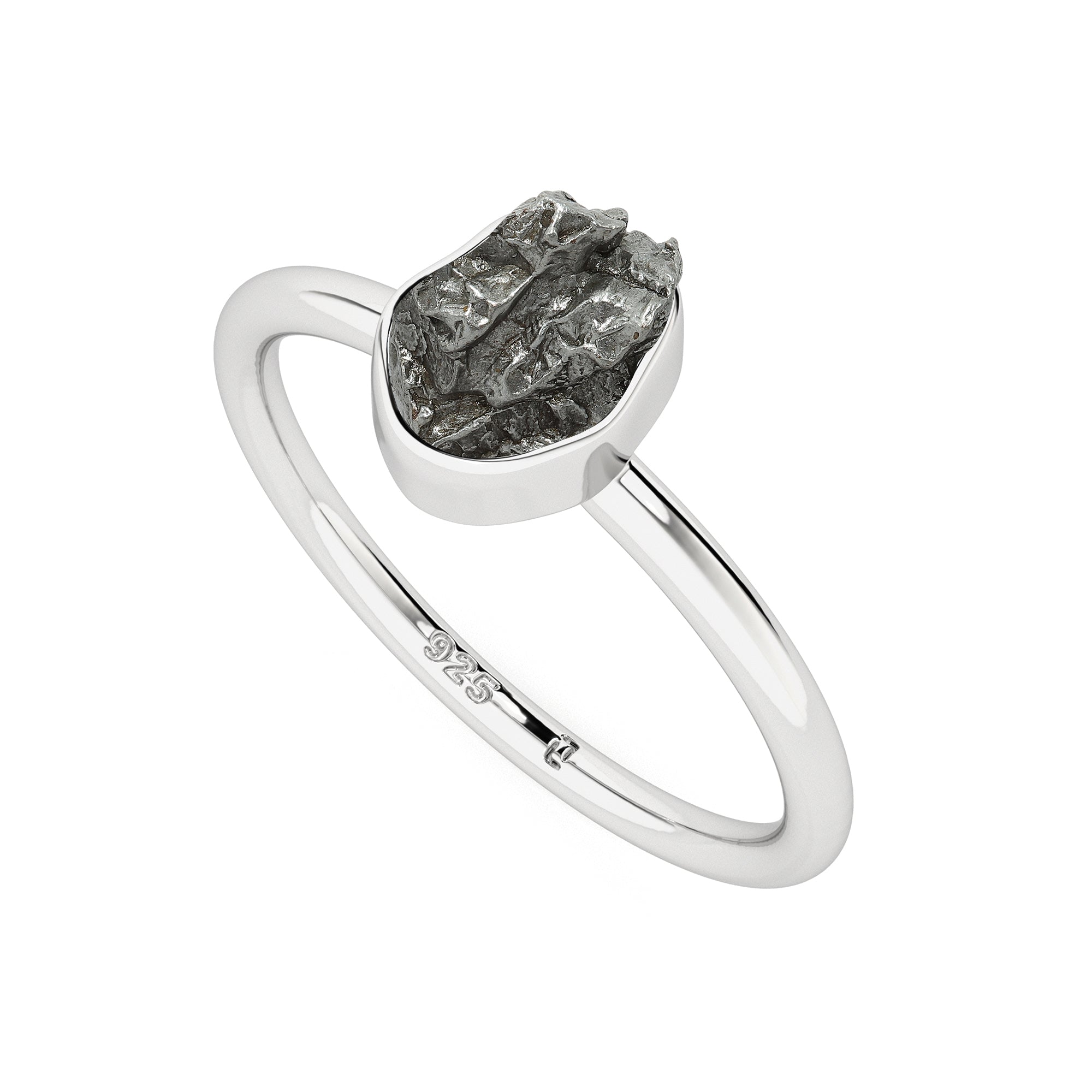 meteorite rough shape stackable bezel-set ring