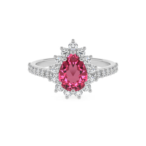 lab-grown pink-tourmaline pear half eterity halo solitaire engagement ring