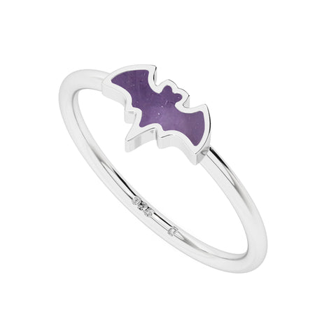 amethyst bat shape stackable bezel-set ring