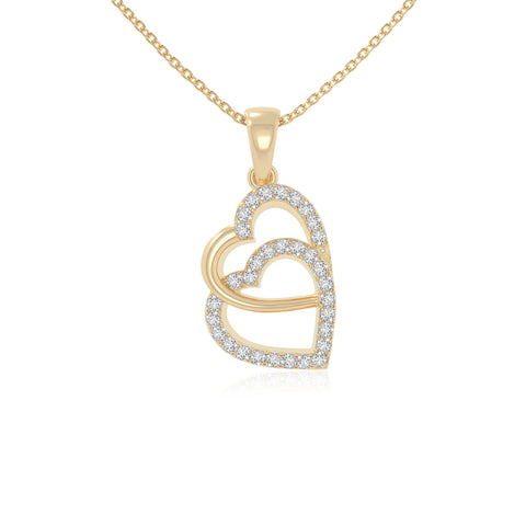 moissanite heart in heart necklaces in yellow gold vermeil 