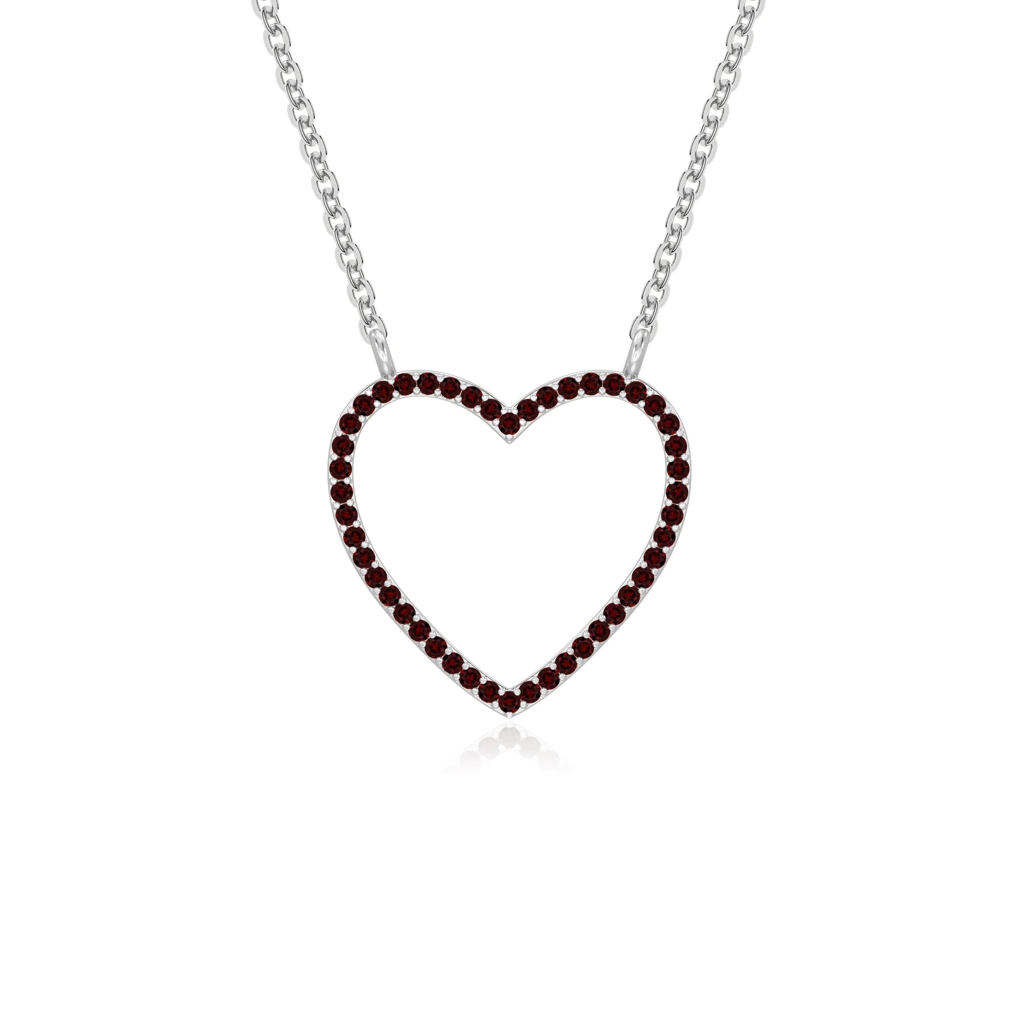 natural garnet heart necklaces in sterling silver 