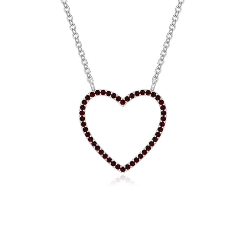 natural garnet heart necklaces in sterling silver 