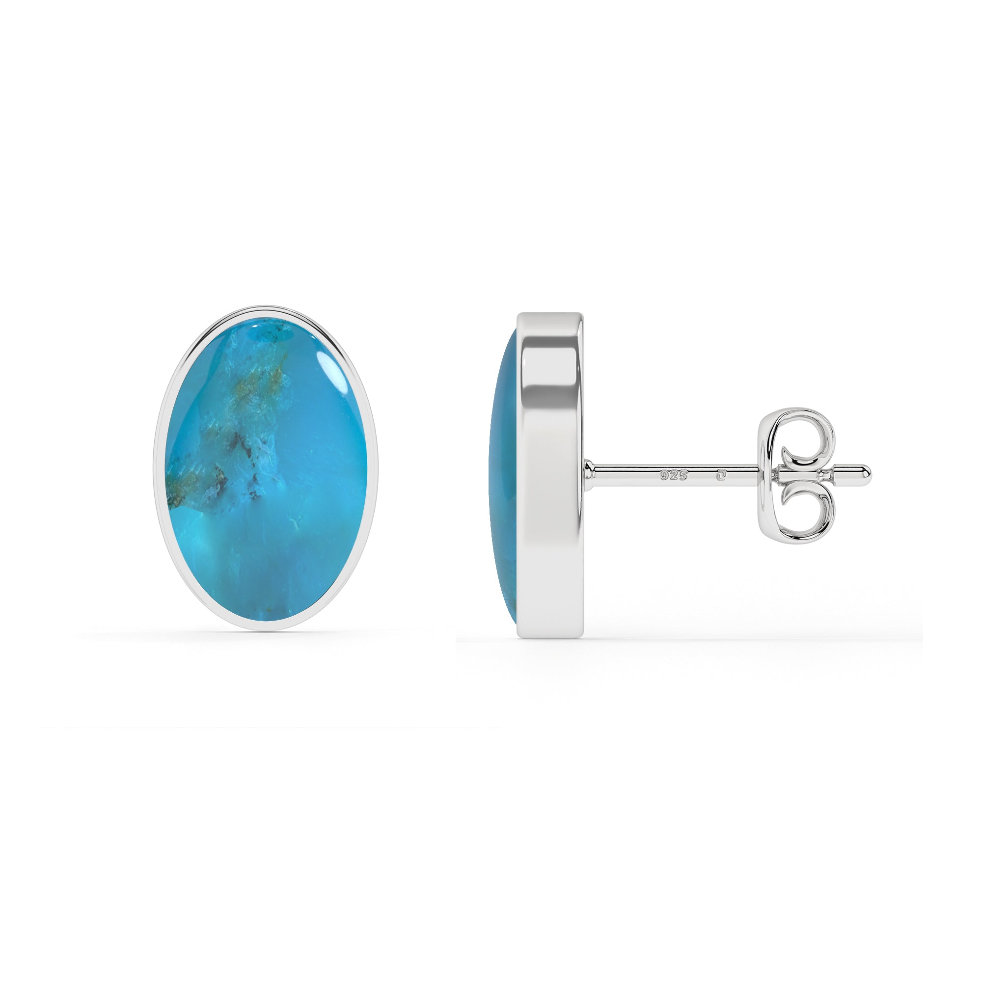 natural peruvian opal oval shape stud earrings