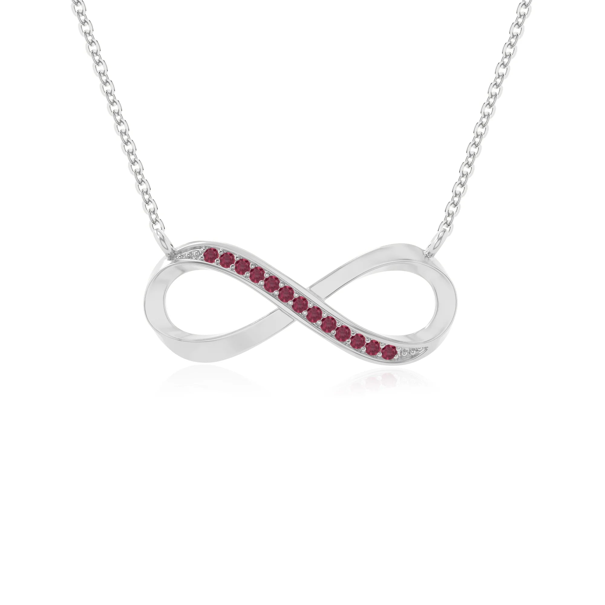 natural ruby infinity necklaces in sterling silver 