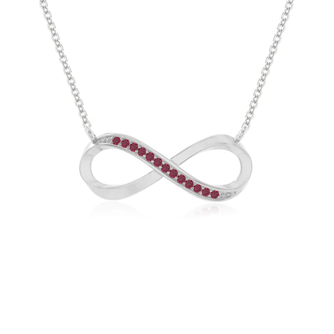 natural ruby infinity necklaces in sterling silver 