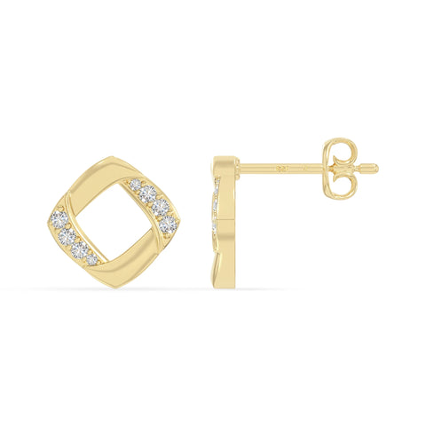 moissanite square stud earrings in yellow gold vermeil 