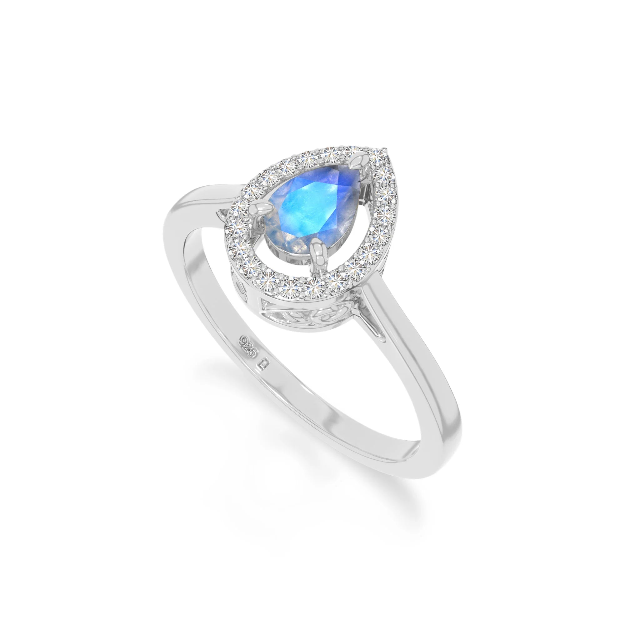 natural labradorite solitaire halo engagement rings in sterling silver 